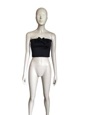 Edikted Black Bow Strapless Crop Top